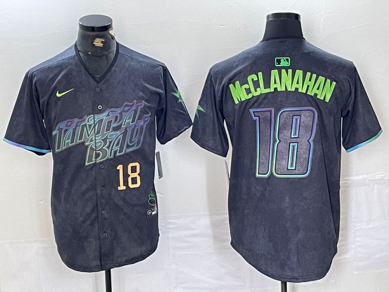 Men Tampa Bay Rays 18 McClanahan Nike MLB Limited City Connect Black 2024 Jersey style 3